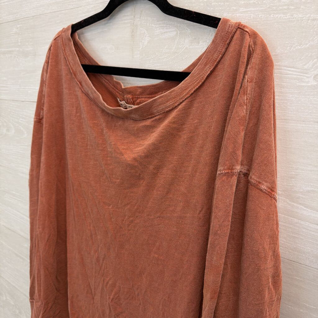 We The Free Orange Long Sleeve Knot Open Back Top Large