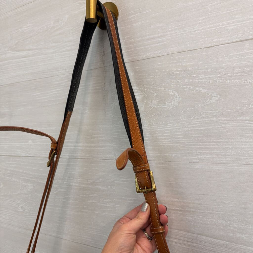 Vintage Dooney and Bourke Black/ Brown Leather Drawstring Bucket Purse