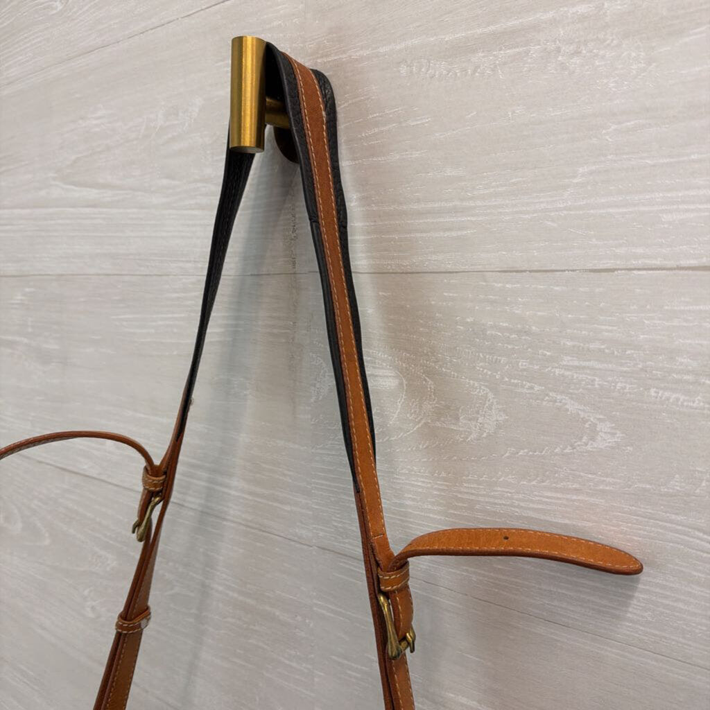 Vintage Dooney and Bourke Black/ Brown Leather Drawstring Bucket Purse