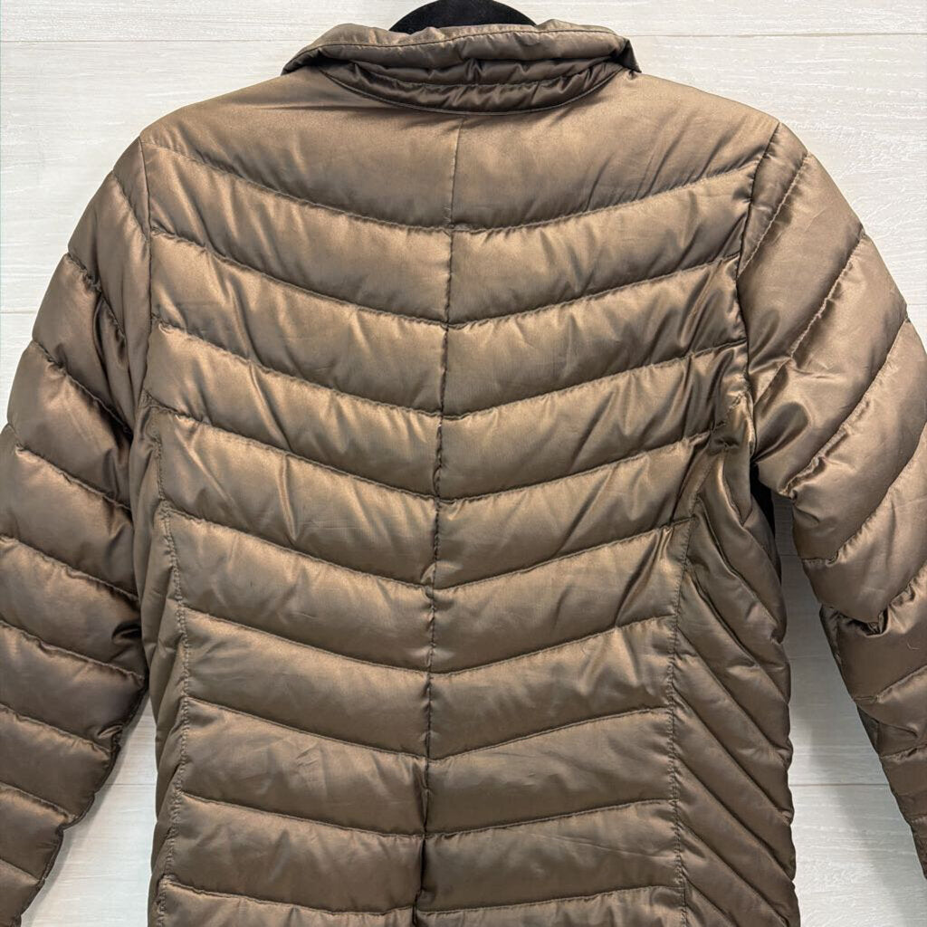 Eddie Bauer Bronze Green Quilted Long Puffer Jacket Small