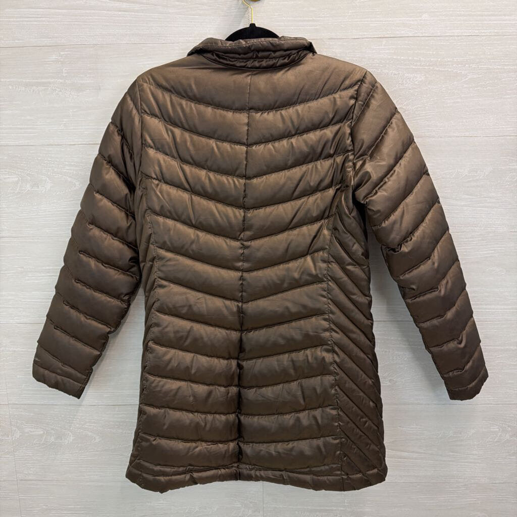 Eddie Bauer Bronze Green Quilted Long Puffer Jacket Small