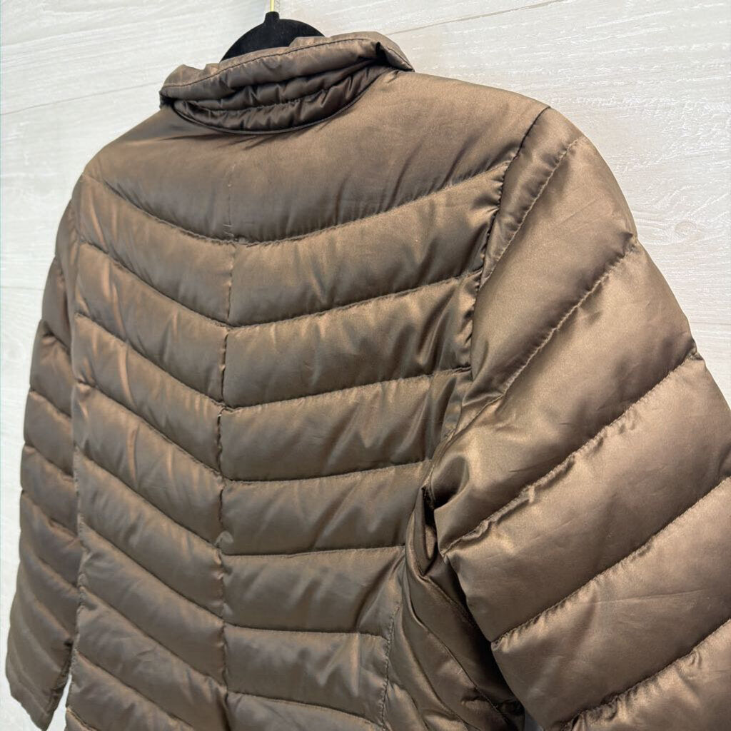 Eddie Bauer Bronze Green Quilted Long Puffer Jacket Small