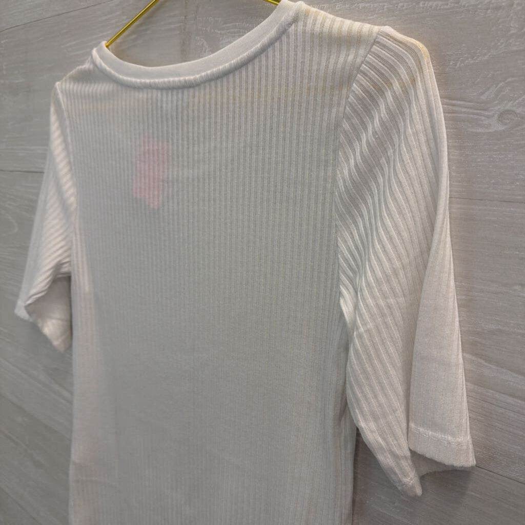 Banana Republic White Ribbed Short Sleeve Top Small