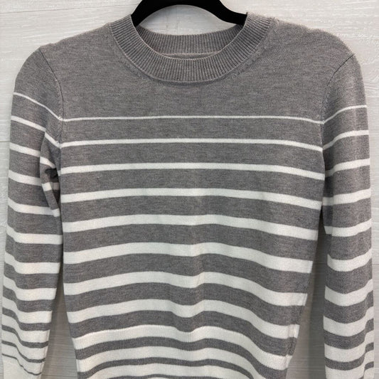 Azzurra Grey/ White Striped Cropped Sweater Top Small