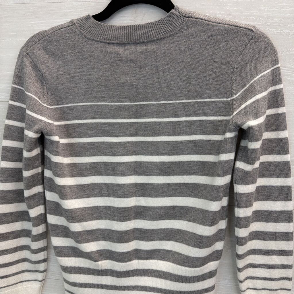 Azzurra Grey/ White Striped Cropped Sweater Top Small