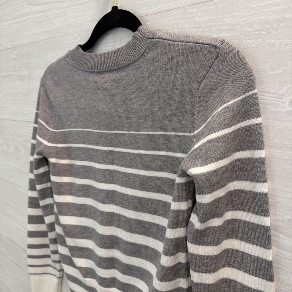 Azzurra Grey/ White Striped Cropped Sweater Top Small