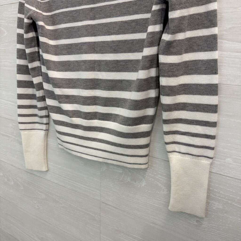 Azzurra Grey/ White Striped Cropped Sweater Top Small