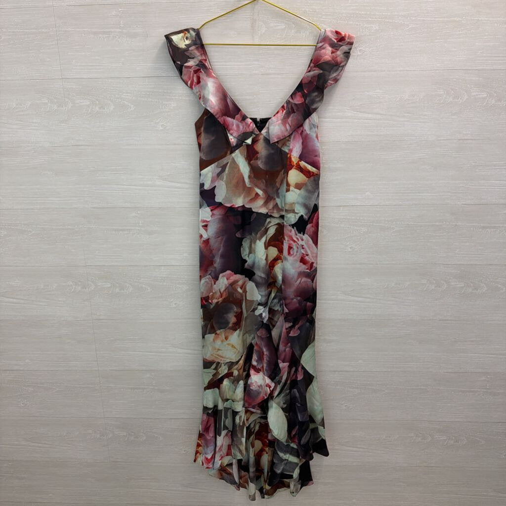 Express Black/ Multi Watercolor Print Silky Midi Dress 2