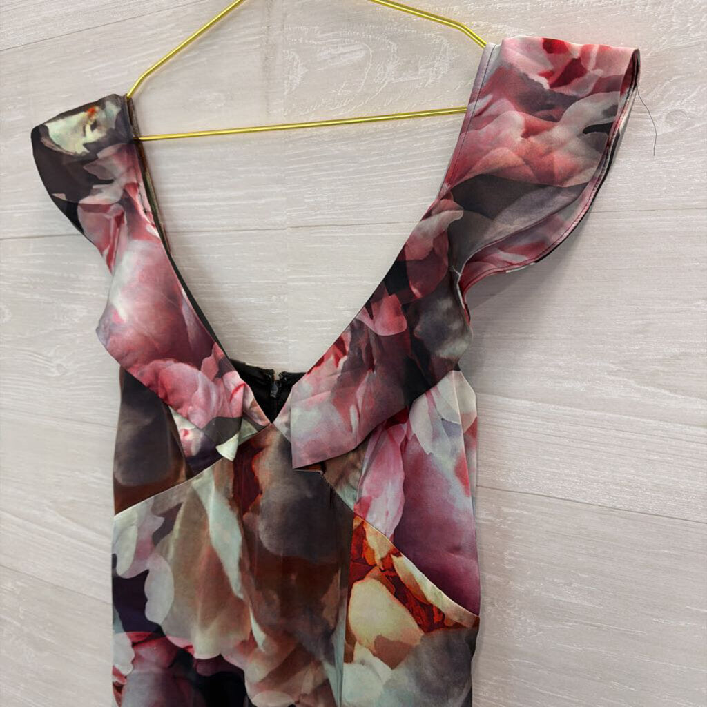 Express Black/ Multi Watercolor Print Silky Midi Dress 2