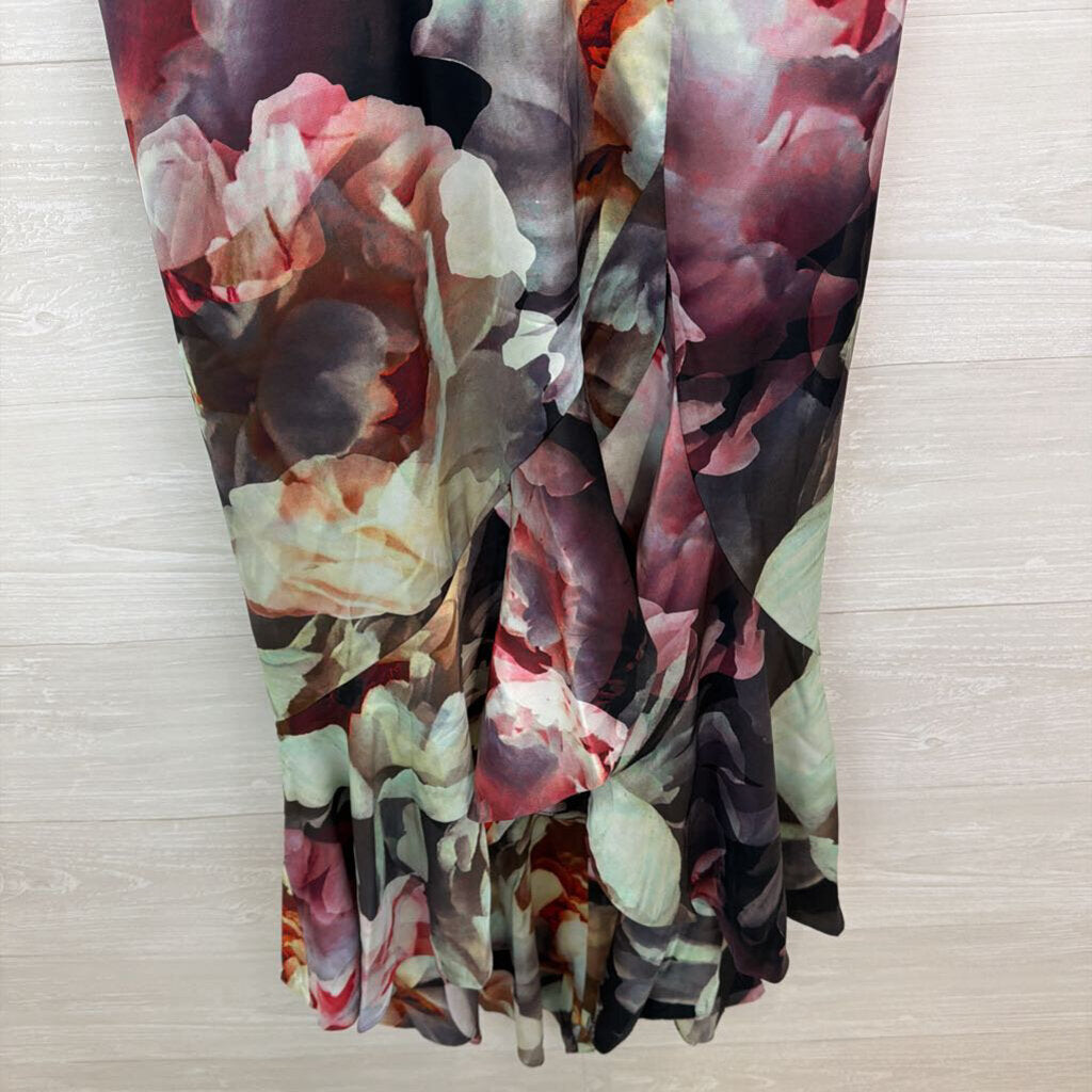 Express Black/ Multi Watercolor Print Silky Midi Dress 2