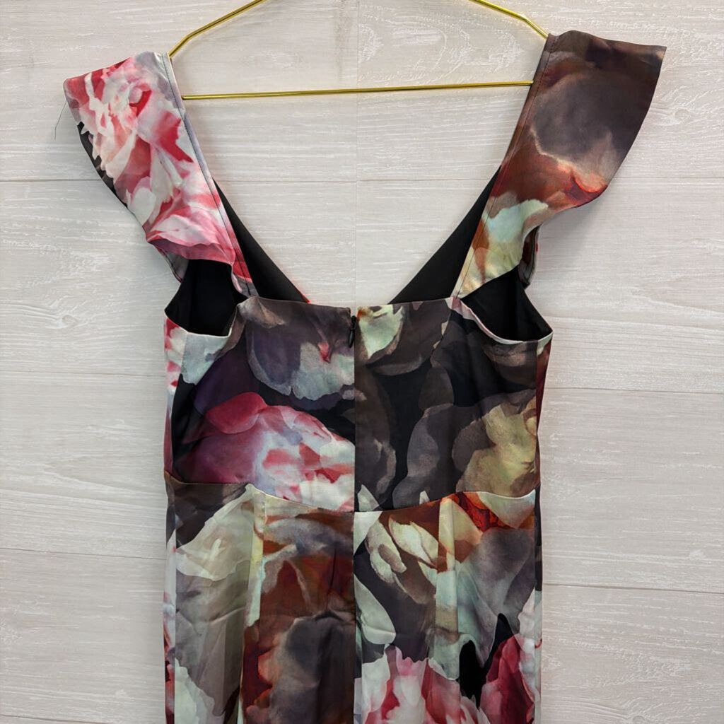 Express Black/ Multi Watercolor Print Silky Midi Dress 2