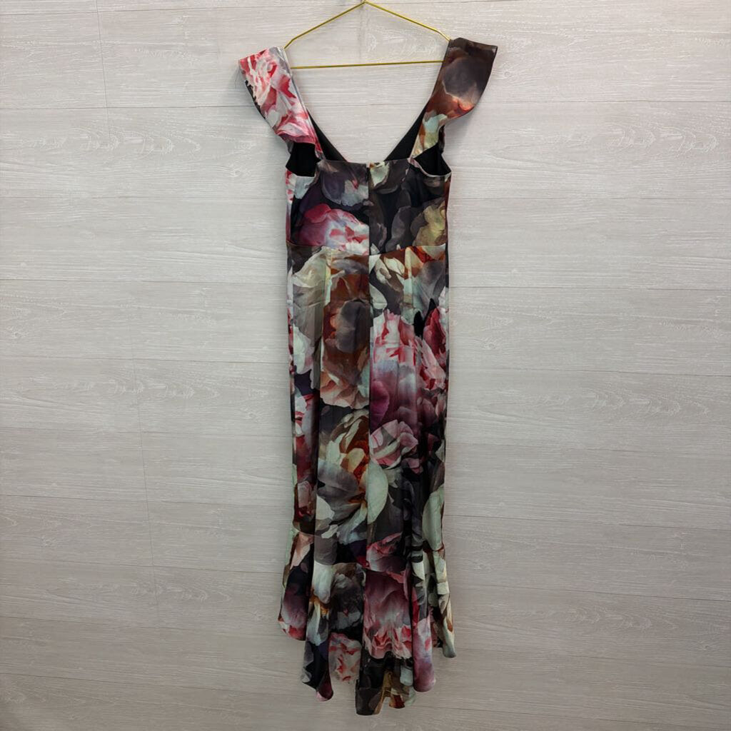 Express Black/ Multi Watercolor Print Silky Midi Dress 2
