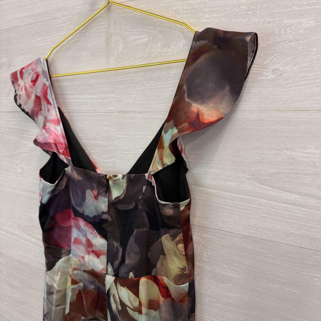 Express Black/ Multi Watercolor Print Silky Midi Dress 2