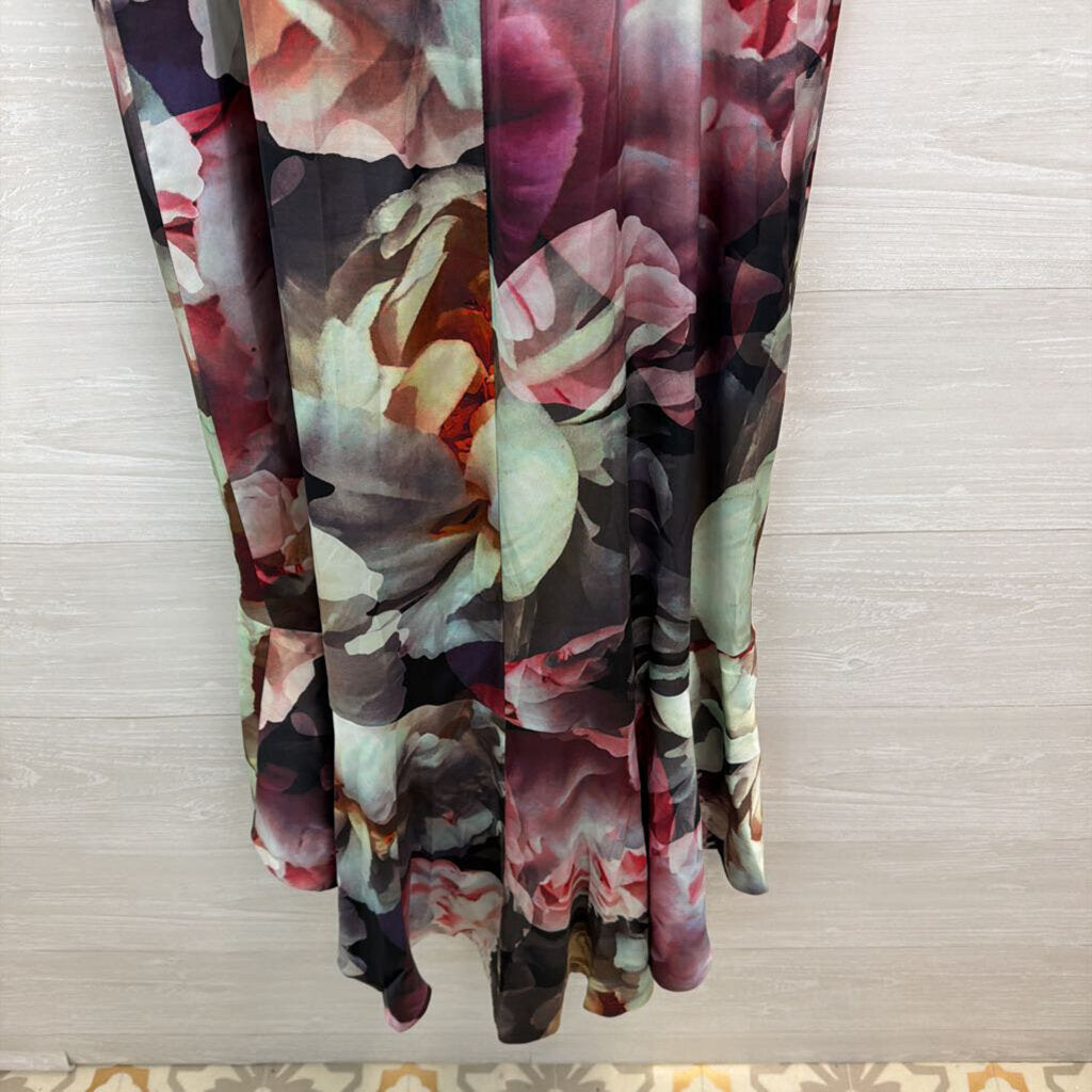 Express Black/ Multi Watercolor Print Silky Midi Dress 2