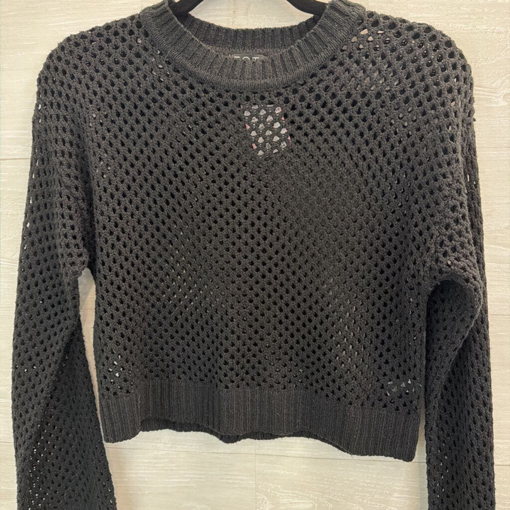 FCT With Love Black Open Knit Cropped Sweater Small