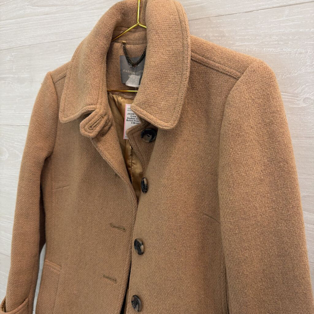 J Crew Brown Stadium Cloth Long Button Front Jacket 4