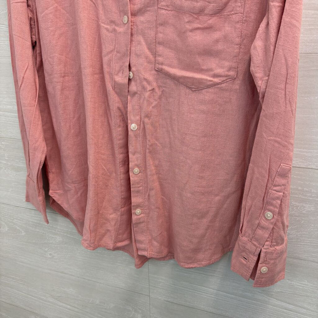 Banana Republic Pink Linen Blend Long Sleeve Button Down Top Medium