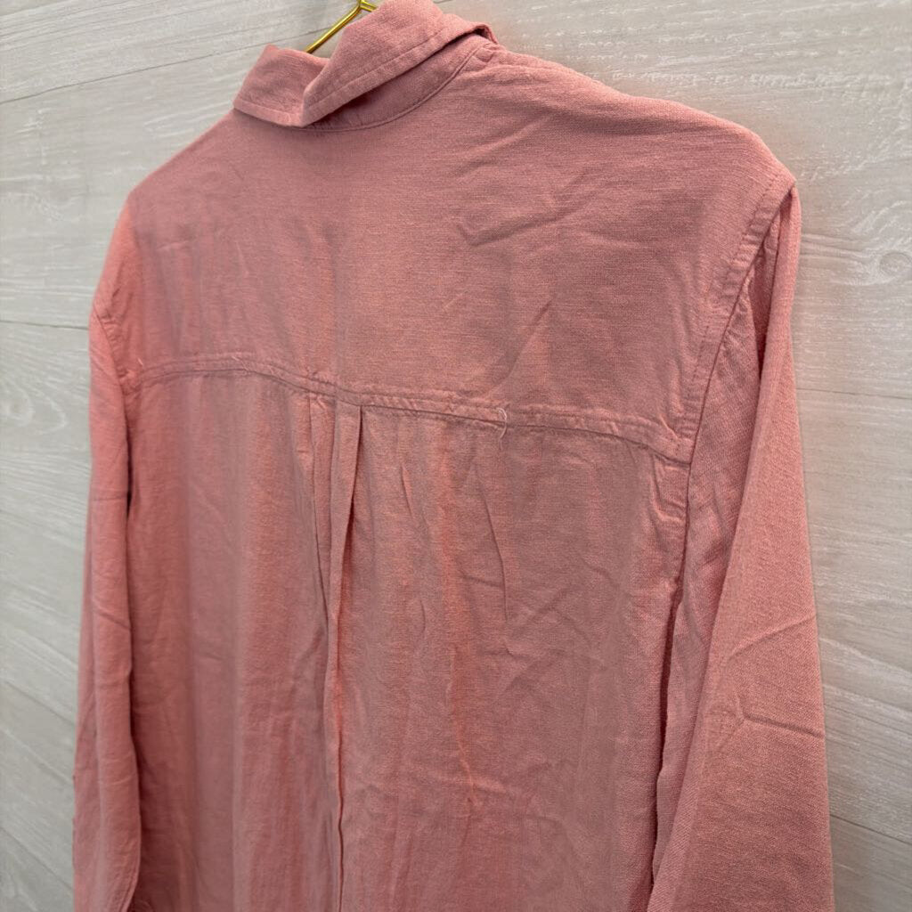 Banana Republic Pink Linen Blend Long Sleeve Button Down Top Medium