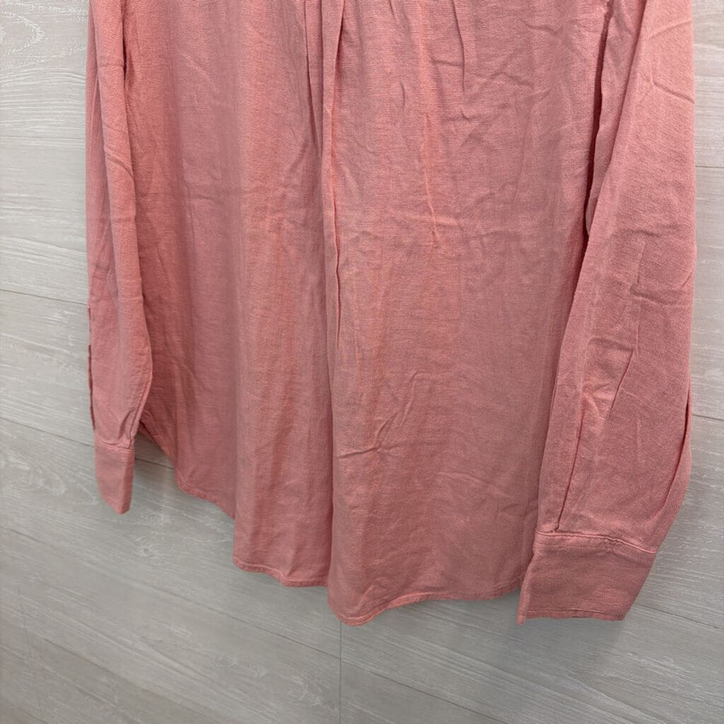 Banana Republic Pink Linen Blend Long Sleeve Button Down Top Medium