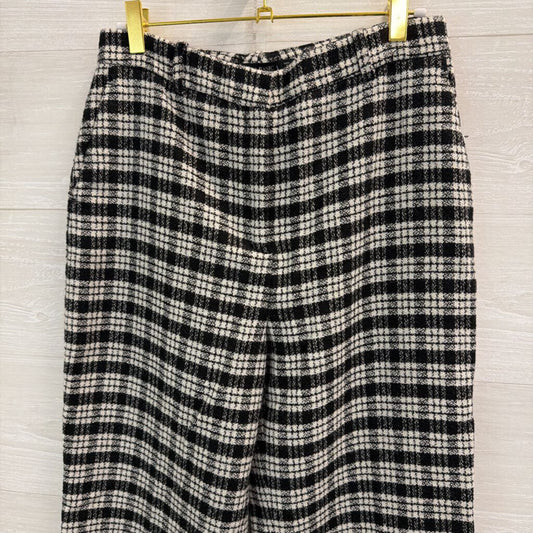 Zara Black/ White Plaid Print Wide Leg Pants Small