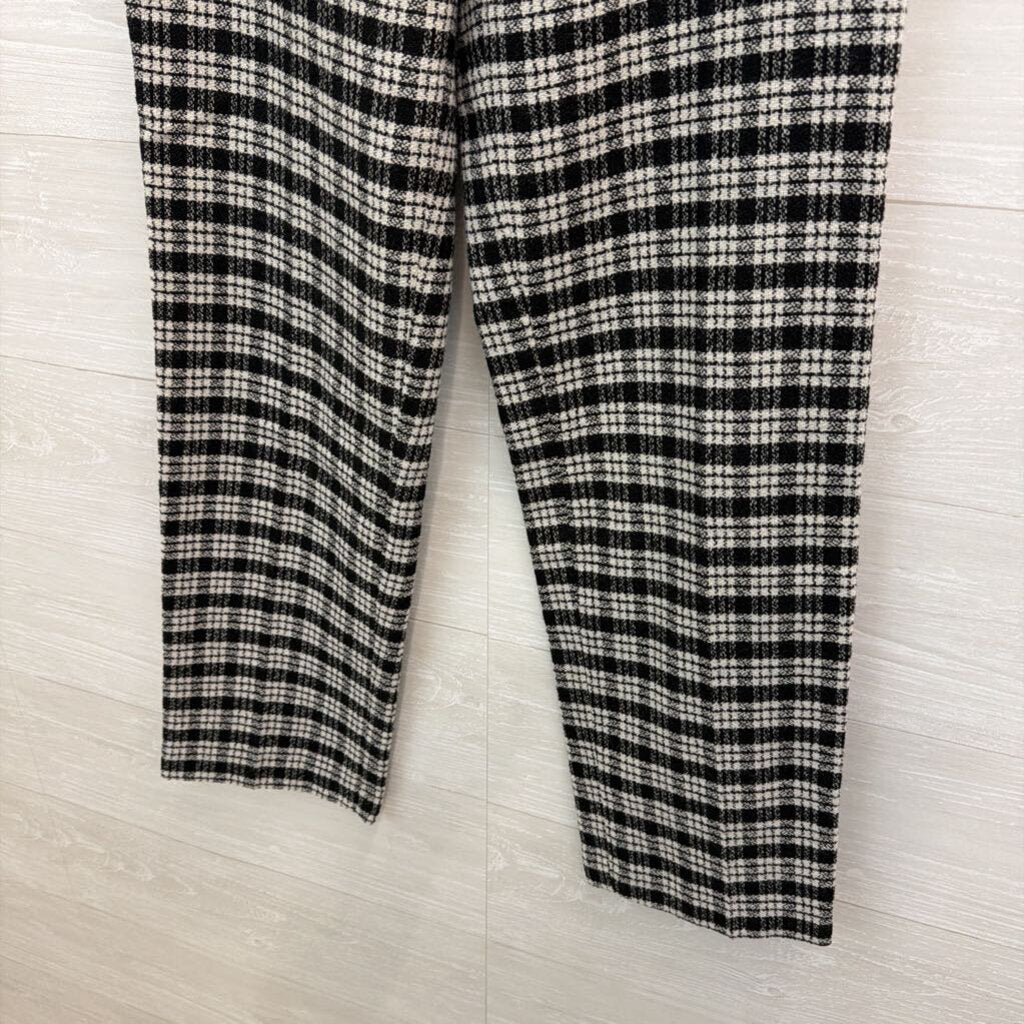 Zara Black/ White Plaid Print Wide Leg Pants Small