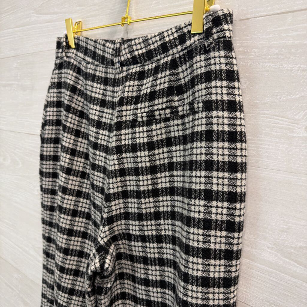 Zara Black/ White Plaid Print Wide Leg Pants Small