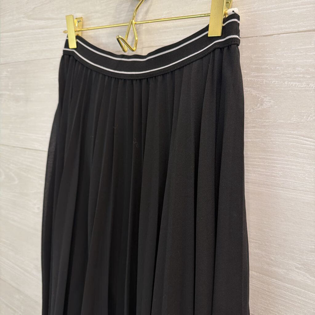 Paper Moon Black Pleated Midi Skirt Medium