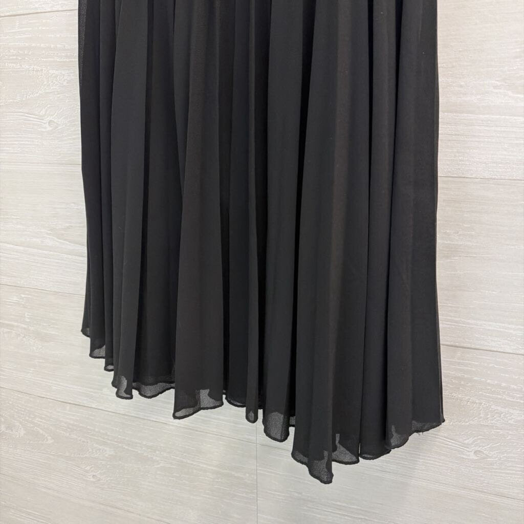 Paper Moon Black Pleated Midi Skirt Medium