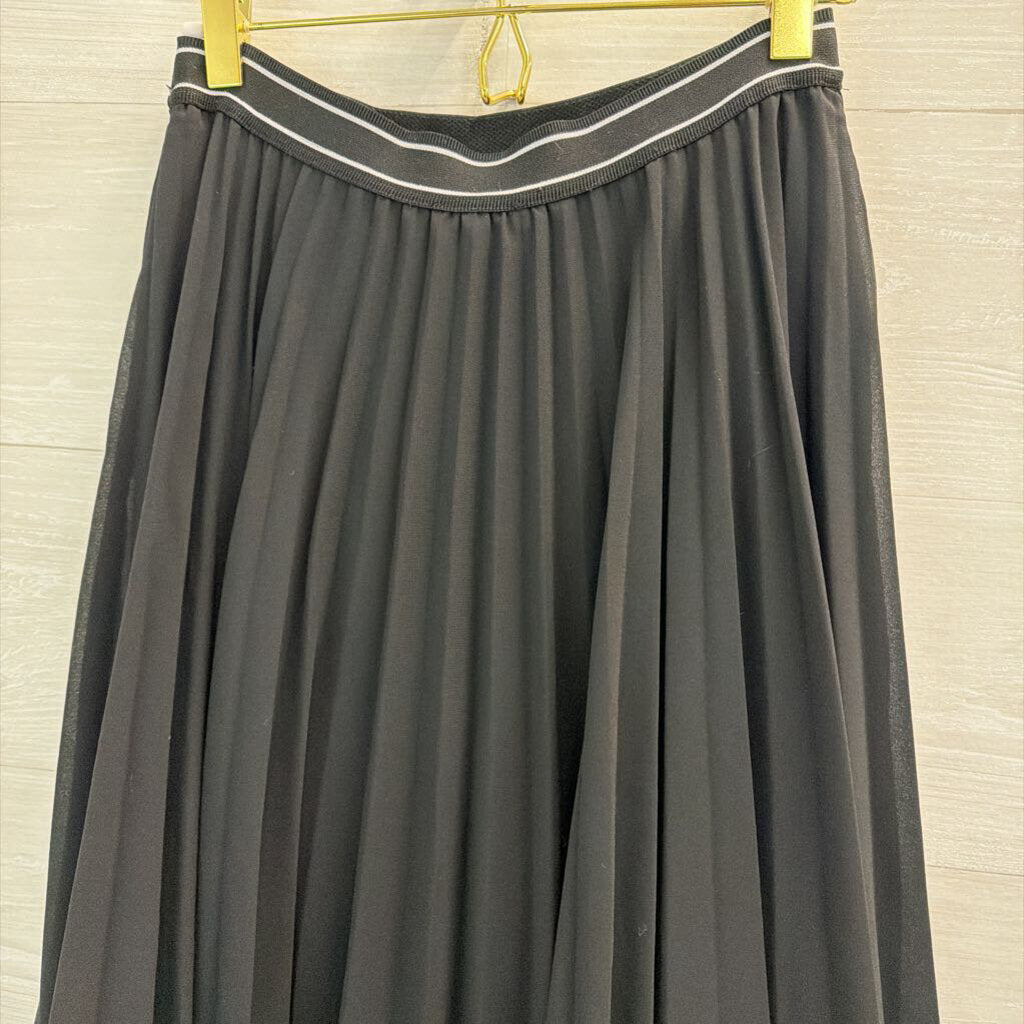 Paper Moon Black Pleated Midi Skirt Medium