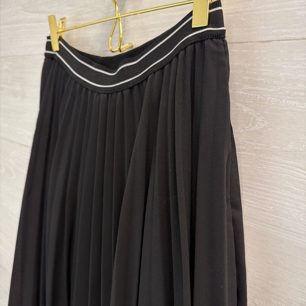 Paper Moon Black Pleated Midi Skirt Medium