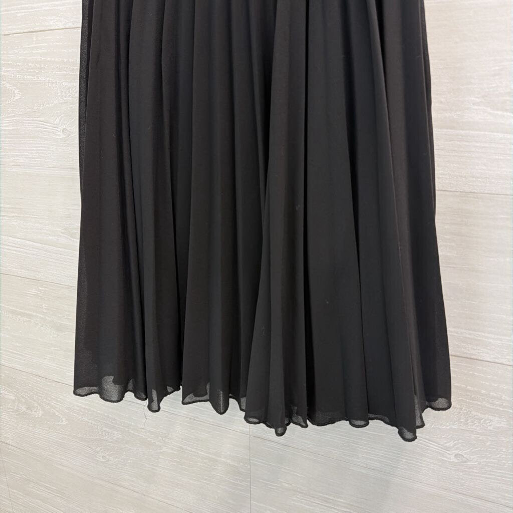 Paper Moon Black Pleated Midi Skirt Medium