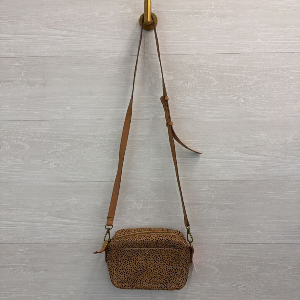 Madewell Brown/ Black Dotted Calf Hair The Transport Camera Purse