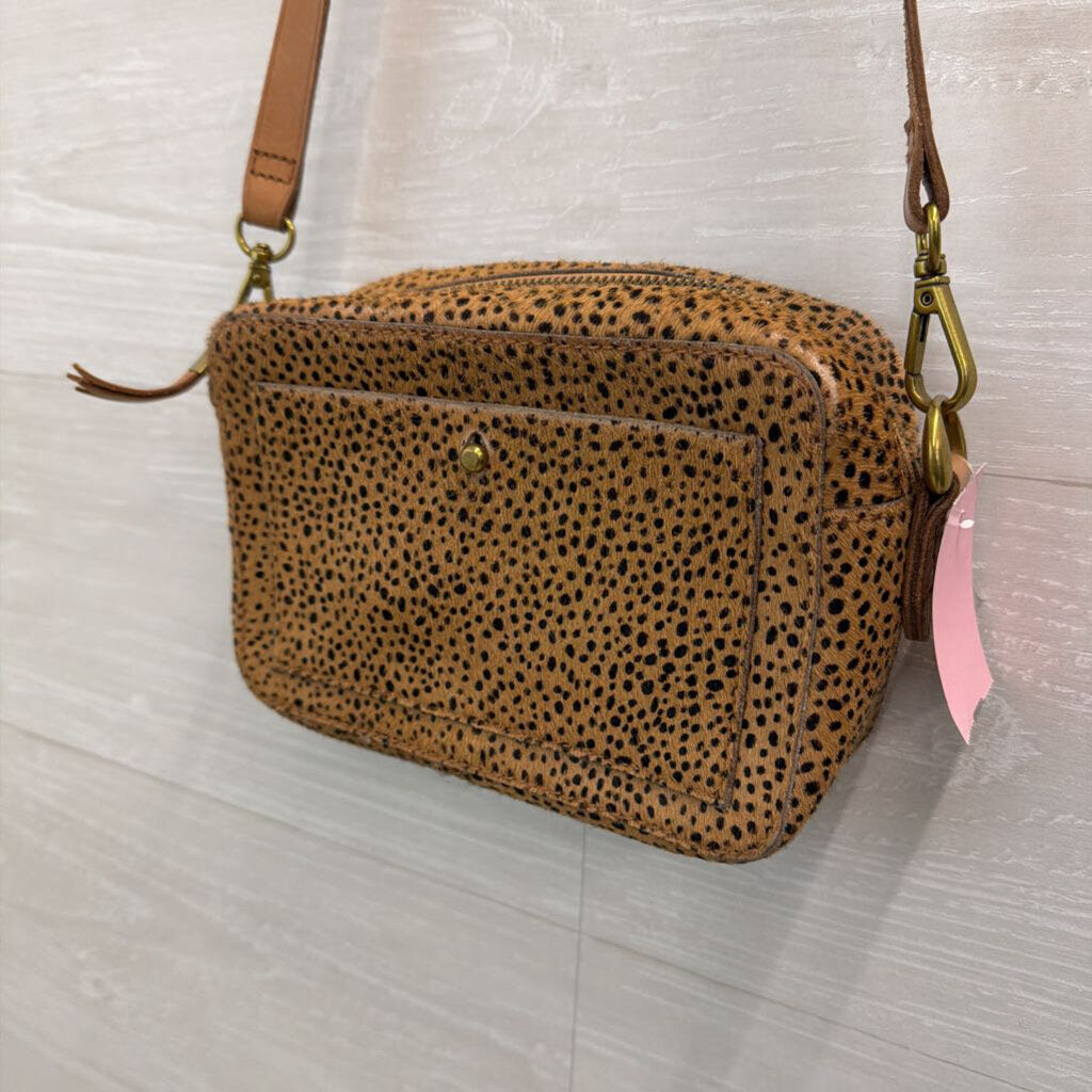 Madewell Brown/ Black Dotted Calf Hair The Transport Camera Purse