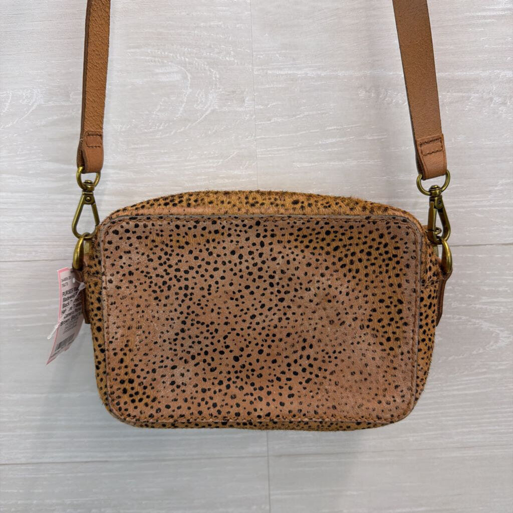 Madewell Brown/ Black Dotted Calf Hair The Transport Camera Purse