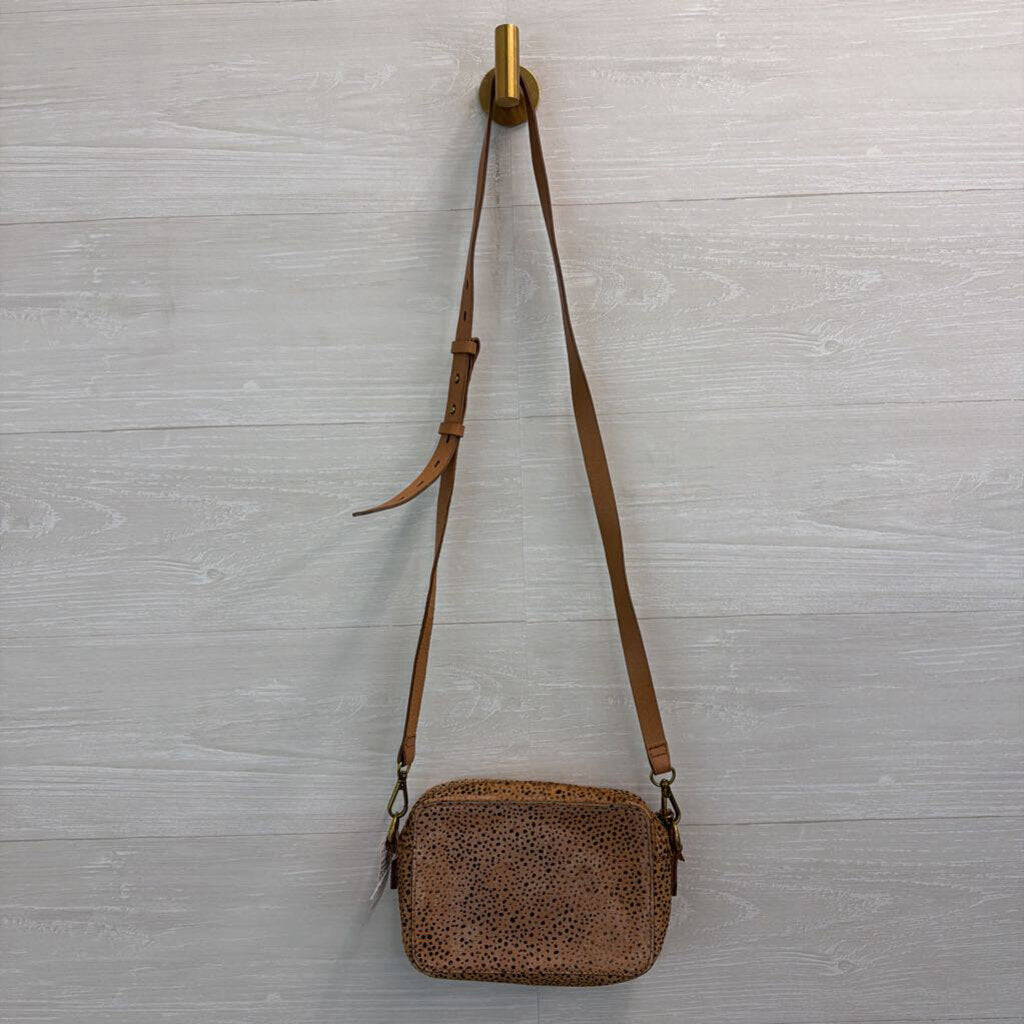 Madewell Brown/ Black Dotted Calf Hair The Transport Camera Purse