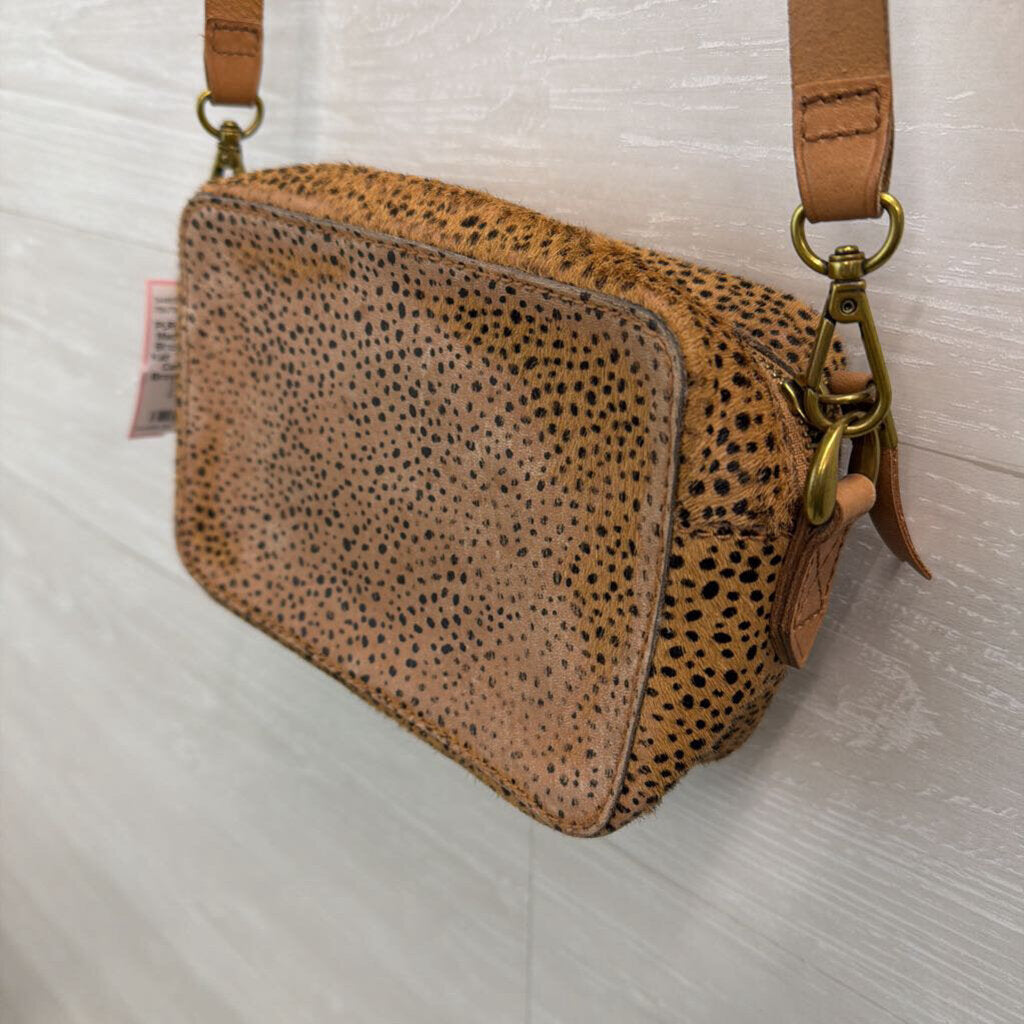 Madewell Brown/ Black Dotted Calf Hair The Transport Camera Purse