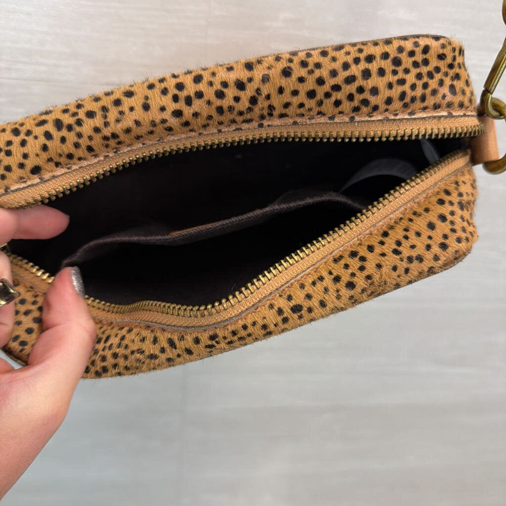 Madewell Brown/ Black Dotted Calf Hair The Transport Camera Purse