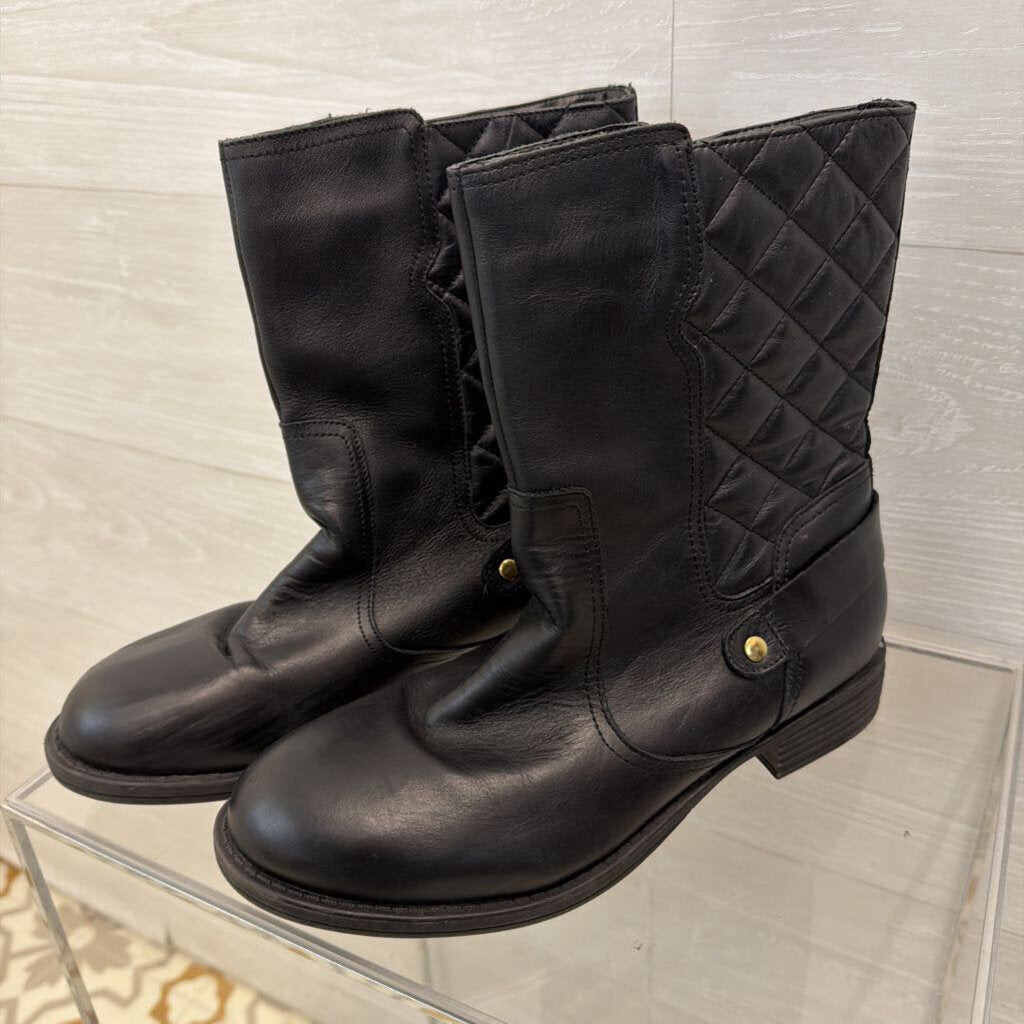 Kenneth Cole Black Leather Perfect Tri Moto Boots 9