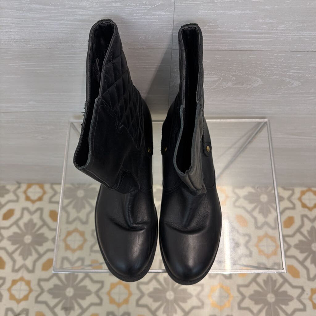 Kenneth Cole Black Leather Perfect Tri Moto Boots 9