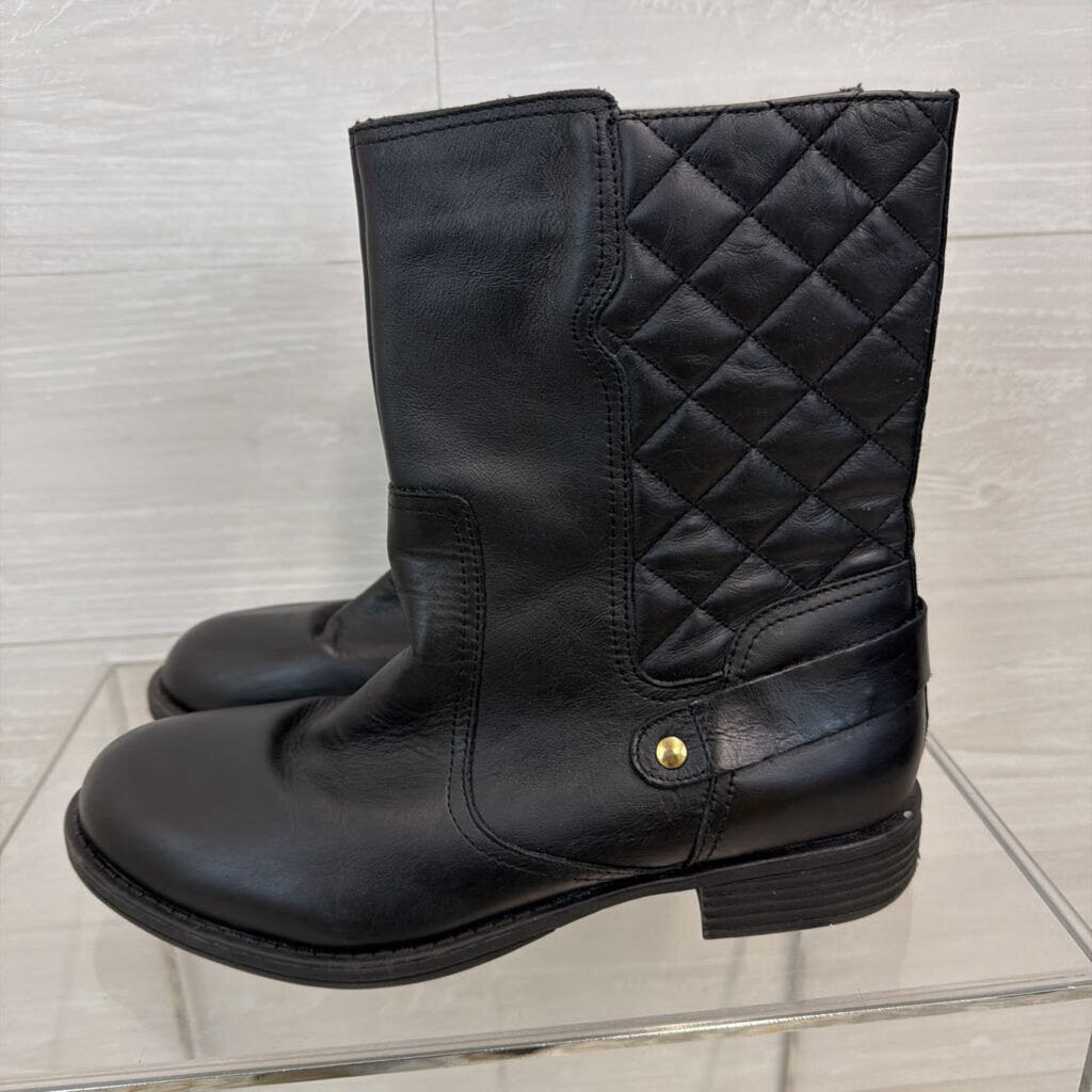 Kenneth Cole Black Leather Perfect Tri Moto Boots 9