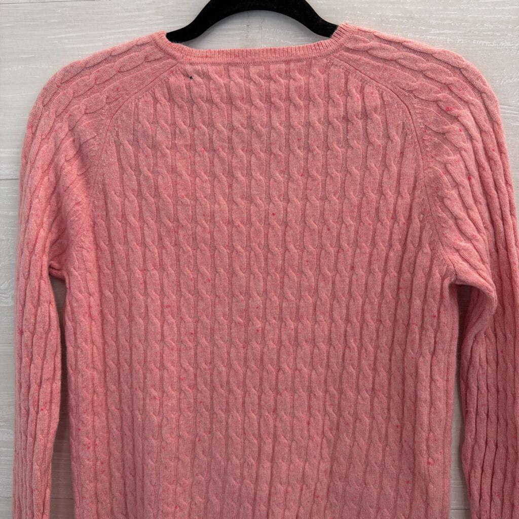 Valerie Steven Pink 2 Ply Cashmere Cable Knit Sweater Medium