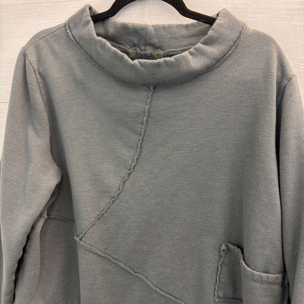 Chalet et Ceci Green Mock Neck Cropped Pullover Extra Large