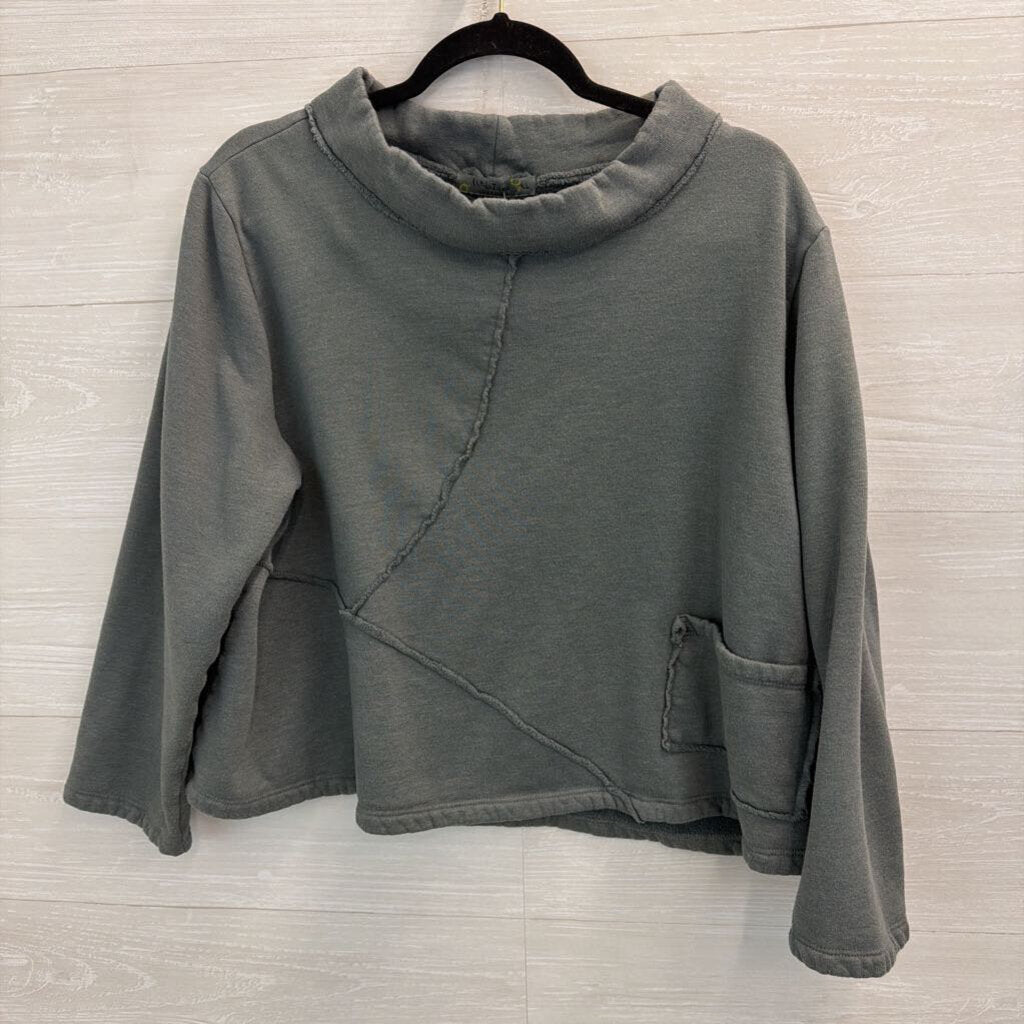 Chalet et Ceci Green Mock Neck Cropped Pullover Extra Large