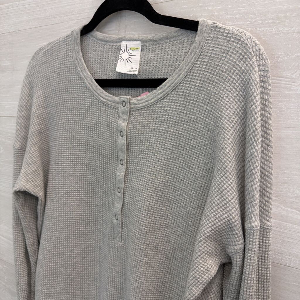 Offline by Aerie Grey Waffle Knit Henley Long Sleeve Top Extra Small