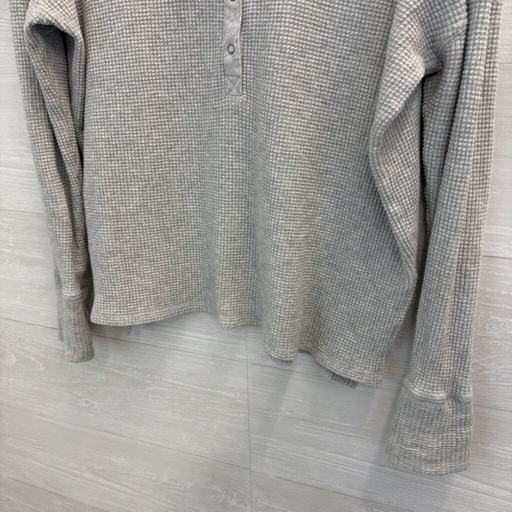 Offline by Aerie Grey Waffle Knit Henley Long Sleeve Top Extra Small