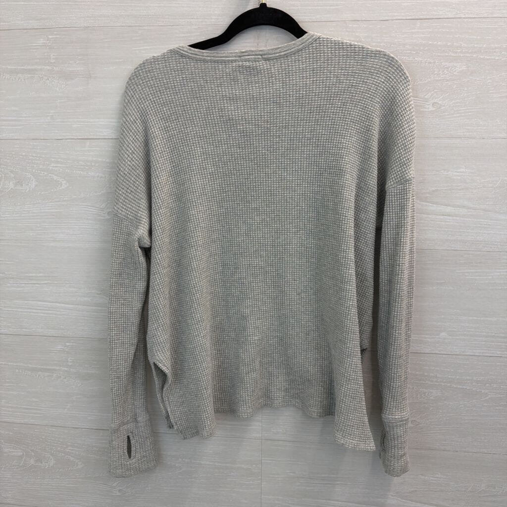 Offline by Aerie Grey Waffle Knit Henley Long Sleeve Top Extra Small