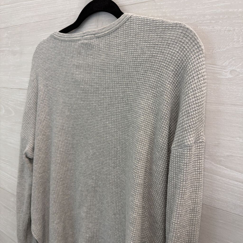 Offline by Aerie Grey Waffle Knit Henley Long Sleeve Top Extra Small