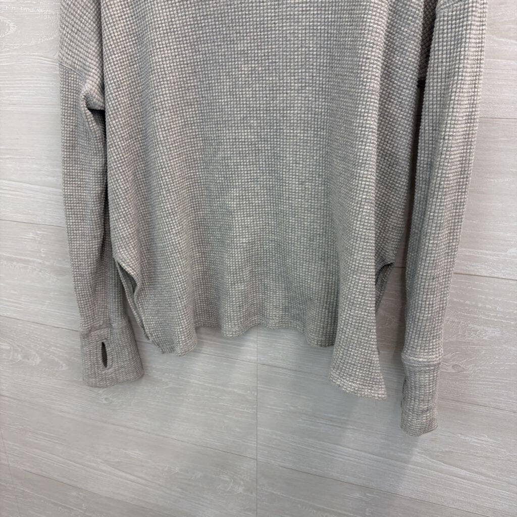 Offline by Aerie Grey Waffle Knit Henley Long Sleeve Top Extra Small