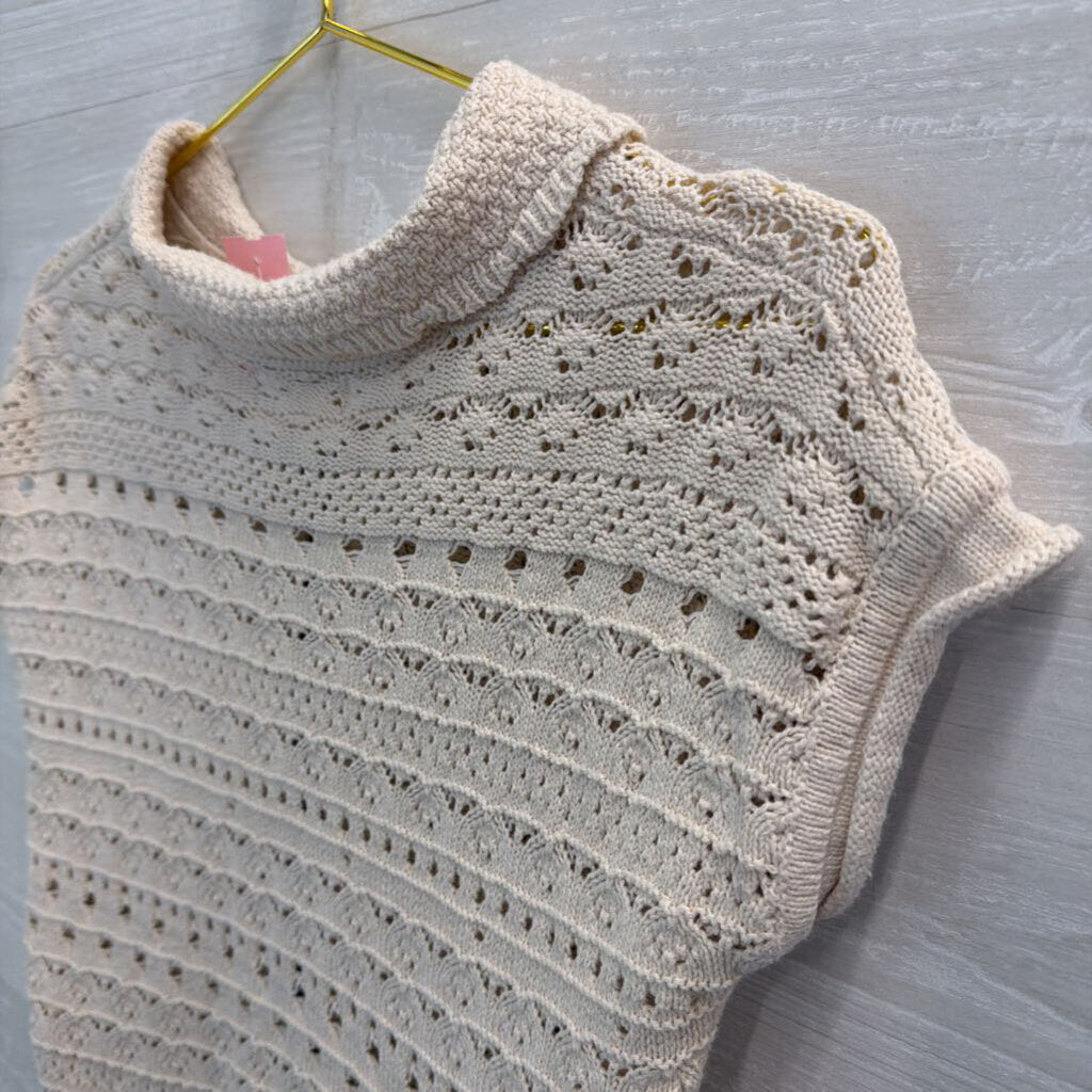 Jessica Simpson Cream Knit Short Sleeve Cropped Cardigan Top Extra Small