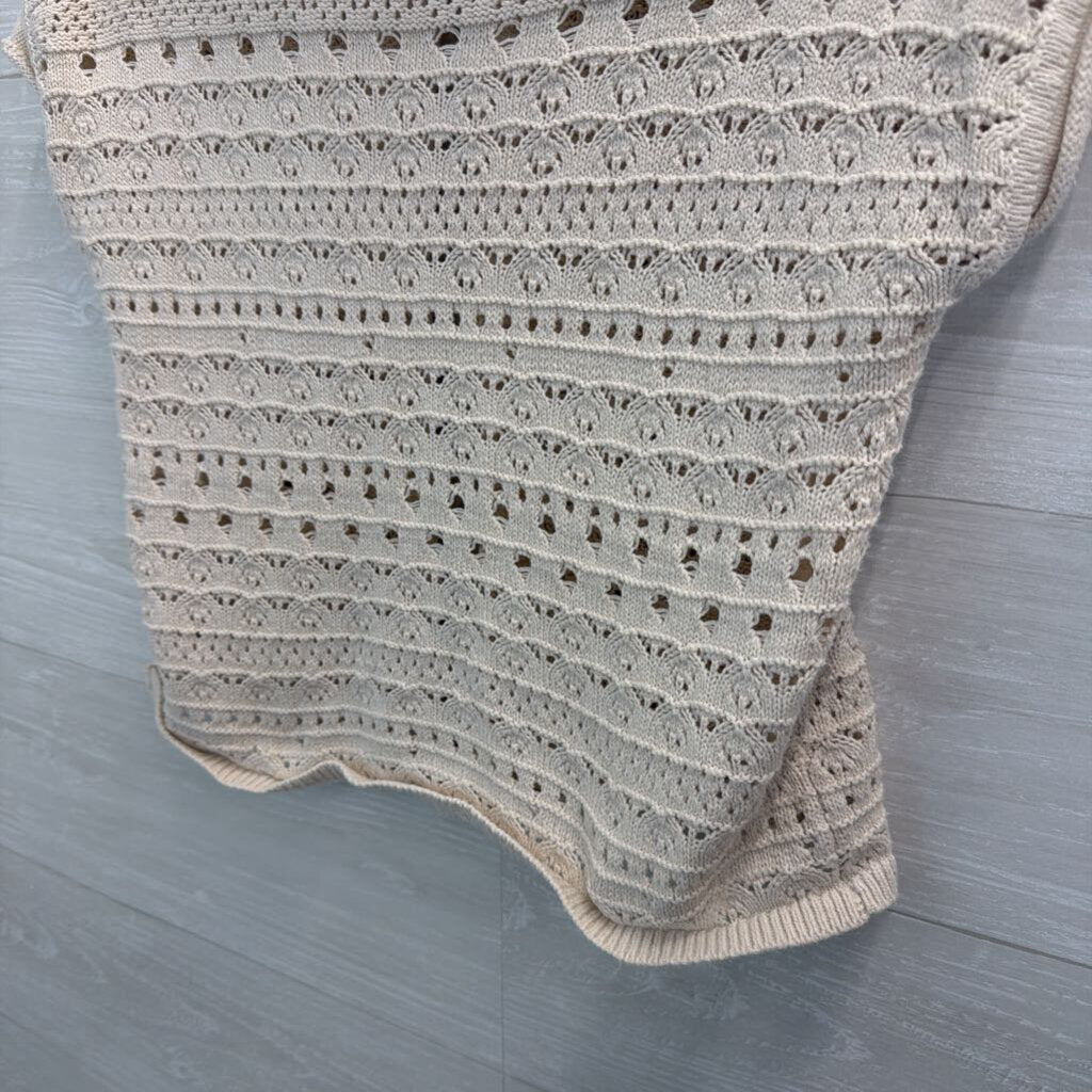 Jessica Simpson Cream Knit Short Sleeve Cropped Cardigan Top Extra Small